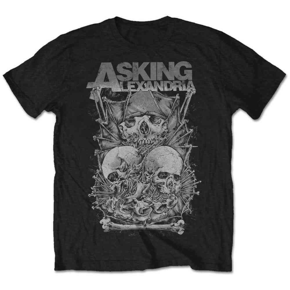 Asking Alexandria - Skull Stack Heren Tshirt - Zwart